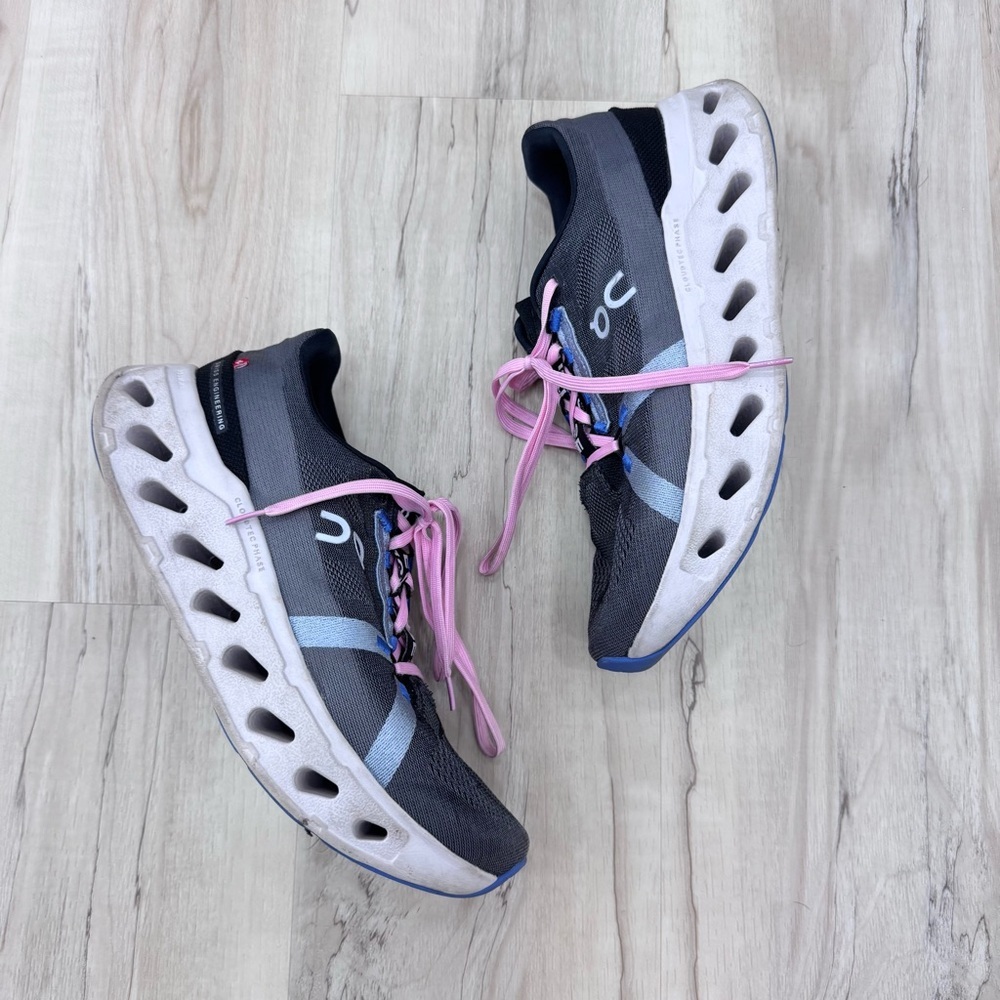 On Cloudeclipse Running Shoes black blue pink laces ladies Sz 10.5 woman - Picture 2 of 7